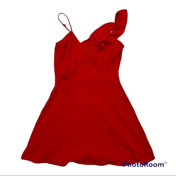 𝅺BB Dakota Walk On By Ruffle Dress in Red, size 8 - GUC - Picture 3 of 16
